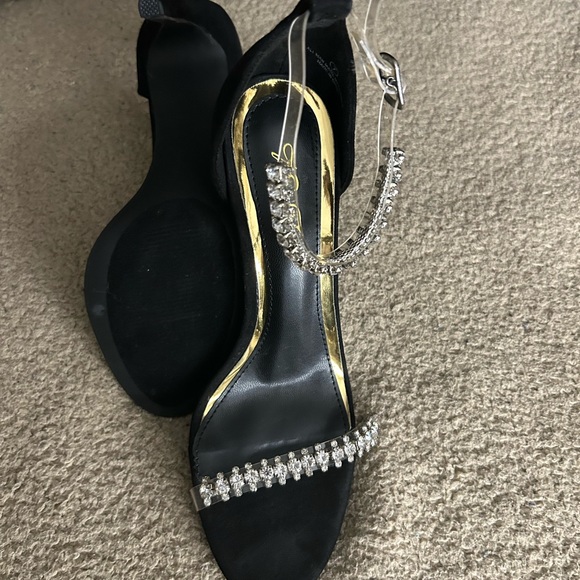 Black Rhinestone Embellished Heels - Picture 3 of 6